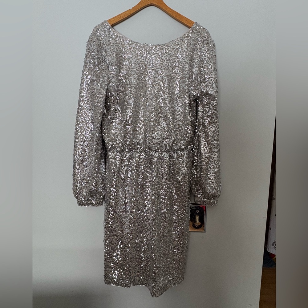 Julia Jordan Elegant Silver Sequin Dress